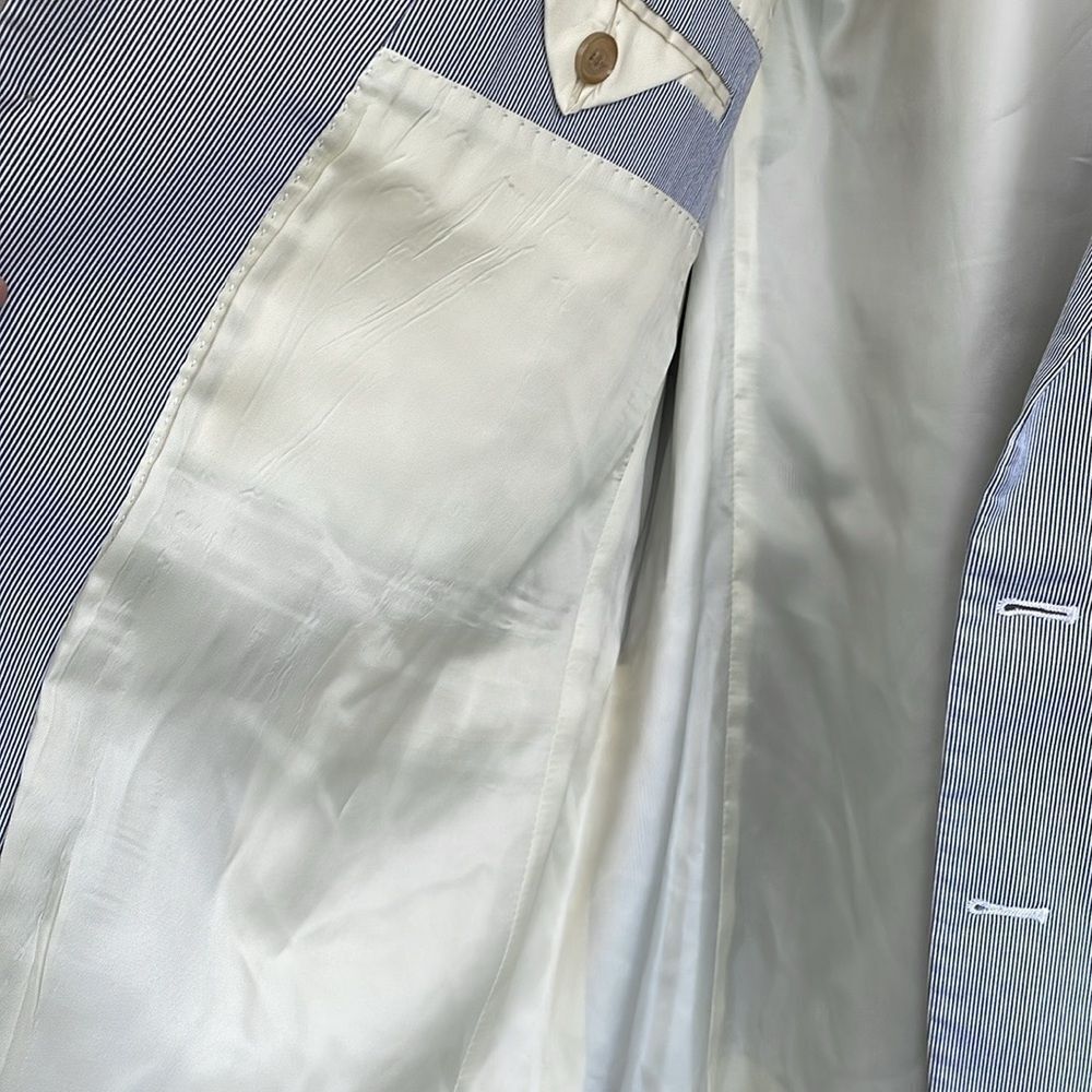 LAUREN RALPH LAUREN NAVY BLUE AND WHITE STRIPED BLAZER - Picture 8 of 8